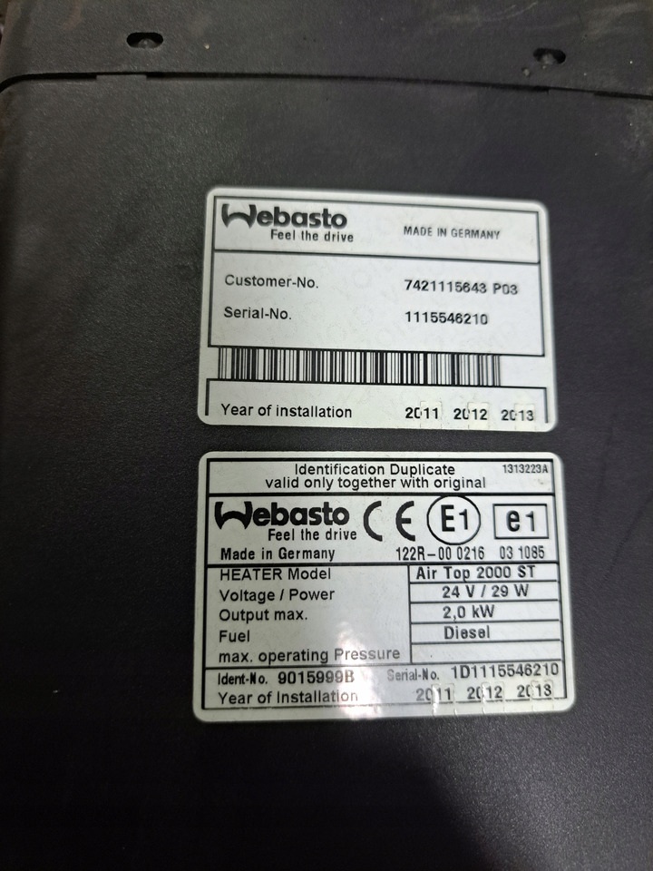 WEBASTO WEBASTO AIR TOP 2000ST ADR RENAULT PREMIUM MIDLUM DXI VOLVO FL FE - Отопление/ Вентиляция для Грузовиков: фото 5 WEBASTO WEBASTO AIR TOP 2000ST ADR RENAULT PREMIUM MIDLUM DXI VOLVO FL FE - Отопление/ Вентиляция для Грузовиков: фото 5