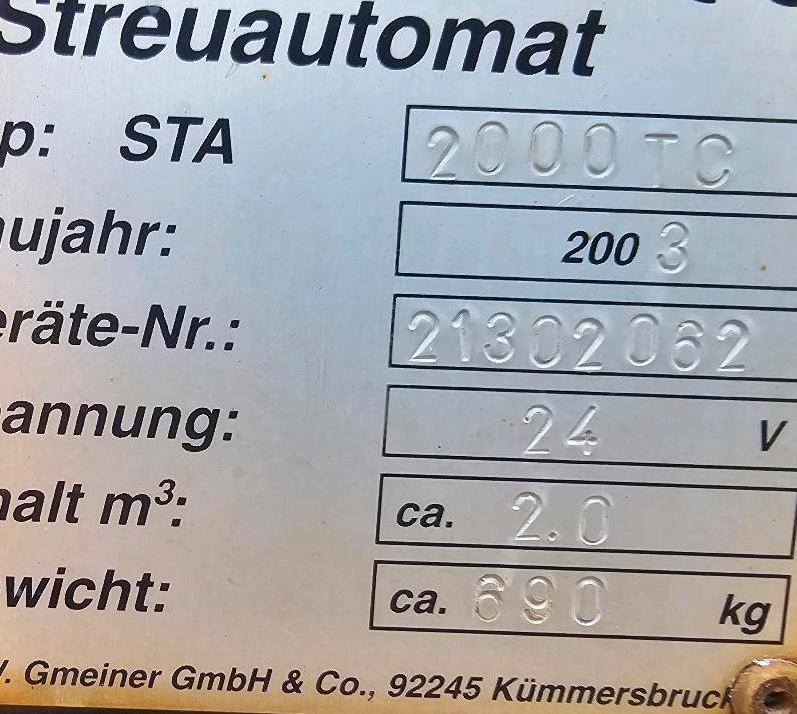 Gmeiner STA 2000TC Salzstreuer 2m3 Streuautomat Salzsilo Winterdienst Unimog 405 U300 400 500 423 427 430 318 Multicar tremo - Разбрасыватель песка/ Соли: фото 4 Gmeiner STA 2000TC Salzstreuer 2m3 Streuautomat Salzsilo Winterdienst Unimog 405 U300 400 500 423 427 430 318 Multicar tremo - Разбрасыватель песка/ Соли: фото 4