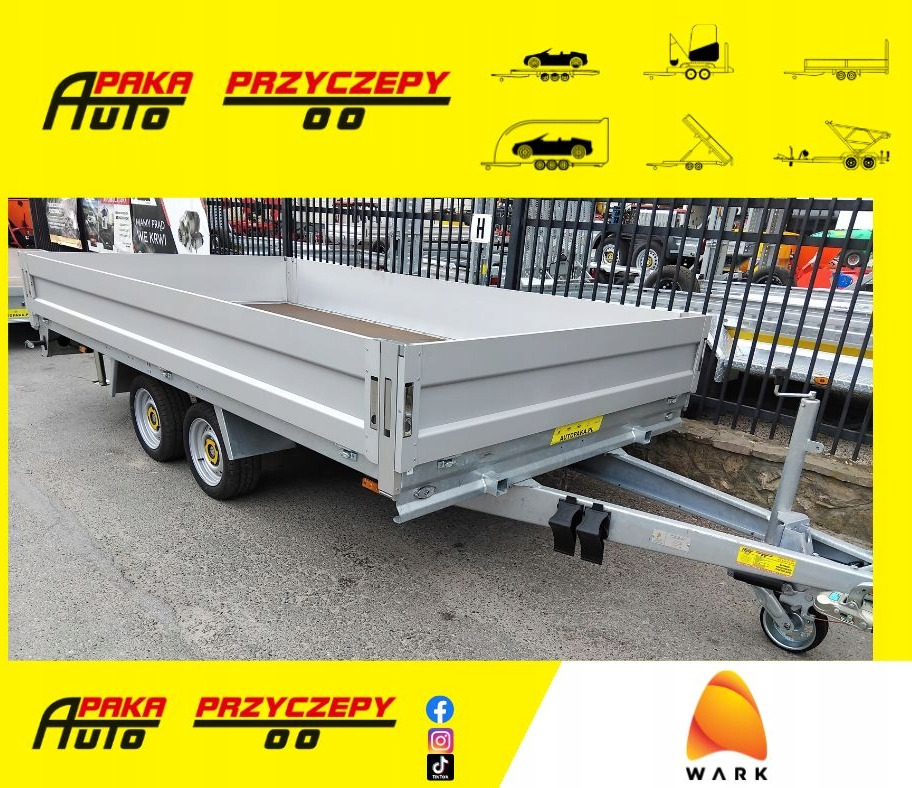 Platforma przyczepa 4x2 WARK dmc 2700 + burty / Platform trailer 4x2 WARK GVW 2700 + sides - Прицеп бортовой/ Платформа: фото 1 Platforma przyczepa 4x2 WARK dmc 2700 + burty / Platform trailer 4x2 WARK GVW 2700 + sides - Прицеп бортовой/ Платформа: фото 1