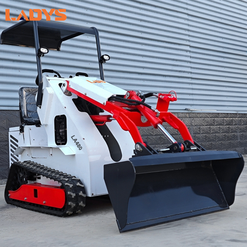 Новый Мини-погрузчик с бортовым поворотом LADYS Free Shipping Mini Skid Steer Loader Compact Track Electric/Diesel Chinese Mini Skid Steer Loader For Sale With Mini Skid Steer Attachments 4 In 1 Bucket: фото 6