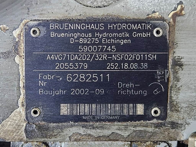 Brueninghaus Hydromatik A4VG71DA2D2/32R-Drive pump/Fahrpumpe - Гидравлика для Строительной техники: фото 4 Brueninghaus Hydromatik A4VG71DA2D2/32R-Drive pump/Fahrpumpe - Гидравлика для Строительной техники: фото 4