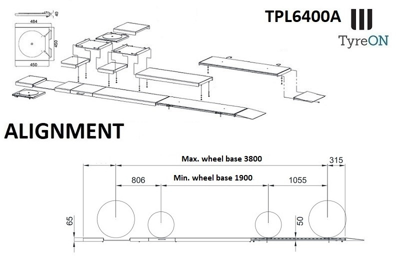 TPL6400A 4 post alignment lift - 5,2 m runways - 6.4T - Оборудование для гаражей/ Мастерских: фото 4 TPL6400A 4 post alignment lift - 5,2 m runways - 6.4T - Оборудование для гаражей/ Мастерских: фото 4