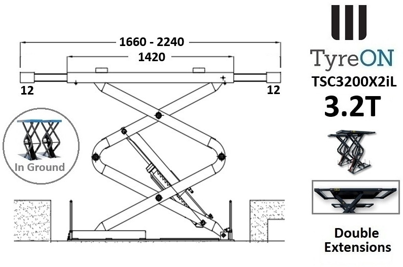 TSC3500X2iL in floor scissor lift - double extensions- Platform length up to 224 cm - also for longer vehicles - Оборудование для гаражей/ Мастерских: фото 3 TSC3500X2iL in floor scissor lift - double extensions- Platform length up to 224 cm - also for longer vehicles - Оборудование для гаражей/ Мастерских: фото 3