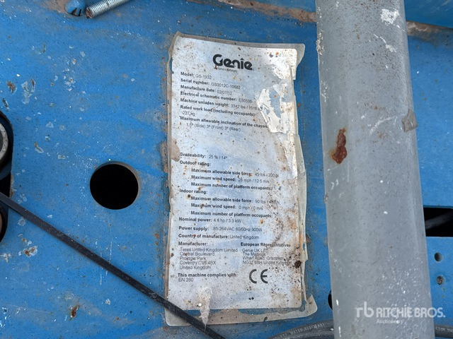 2012 Genie GS1932 Nacelle Ciseau (Inoperable) Scissor Lift - Ножничный подъемник: фото 3 2012 Genie GS1932 Nacelle Ciseau (Inoperable) Scissor Lift - Ножничный подъемник: фото 3