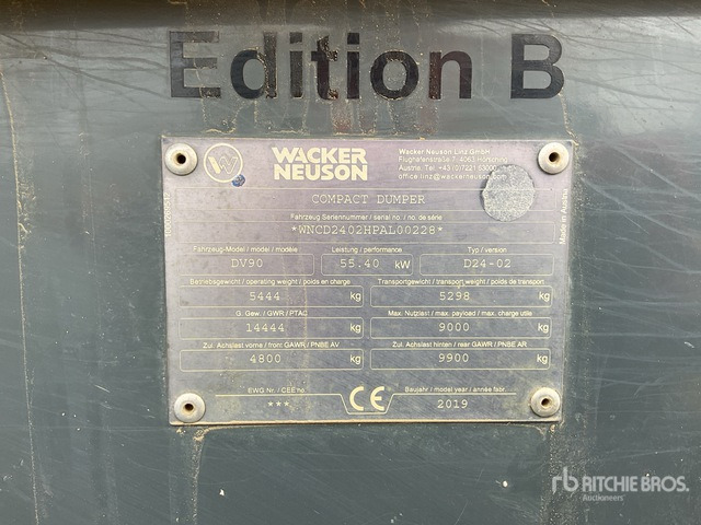 2019 Wacker Neuson DV90 9 ton 4x4 Swivel Dumper - Внедорожный самосвал: фото 3 2019 Wacker Neuson DV90 9 ton 4x4 Swivel Dumper - Внедорожный самосвал: фото 3