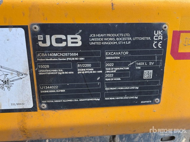 2022 JCB 140XLCSV Tracked Excavator - Гусеничный экскаватор: фото 1 2022 JCB 140XLCSV Tracked Excavator - Гусеничный экскаватор: фото 1