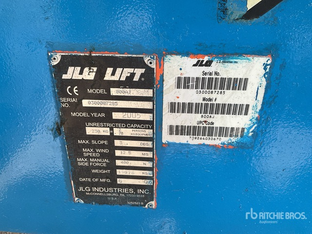 2005 JLG 800AJ 4WD Diesel Articulating Boom Lift - Коленчатый подъемник: фото 2 2005 JLG 800AJ 4WD Diesel Articulating Boom Lift - Коленчатый подъемник: фото 2