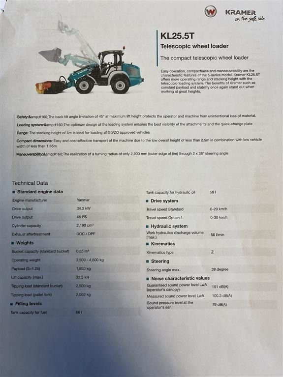 Kramer KL25.5T med Teleskoparm, så den har stor rækkevid - Компактный фронтальный погрузчик: фото 5 Kramer KL25.5T med Teleskoparm, så den har stor rækkevid - Компактный фронтальный погрузчик: фото 5