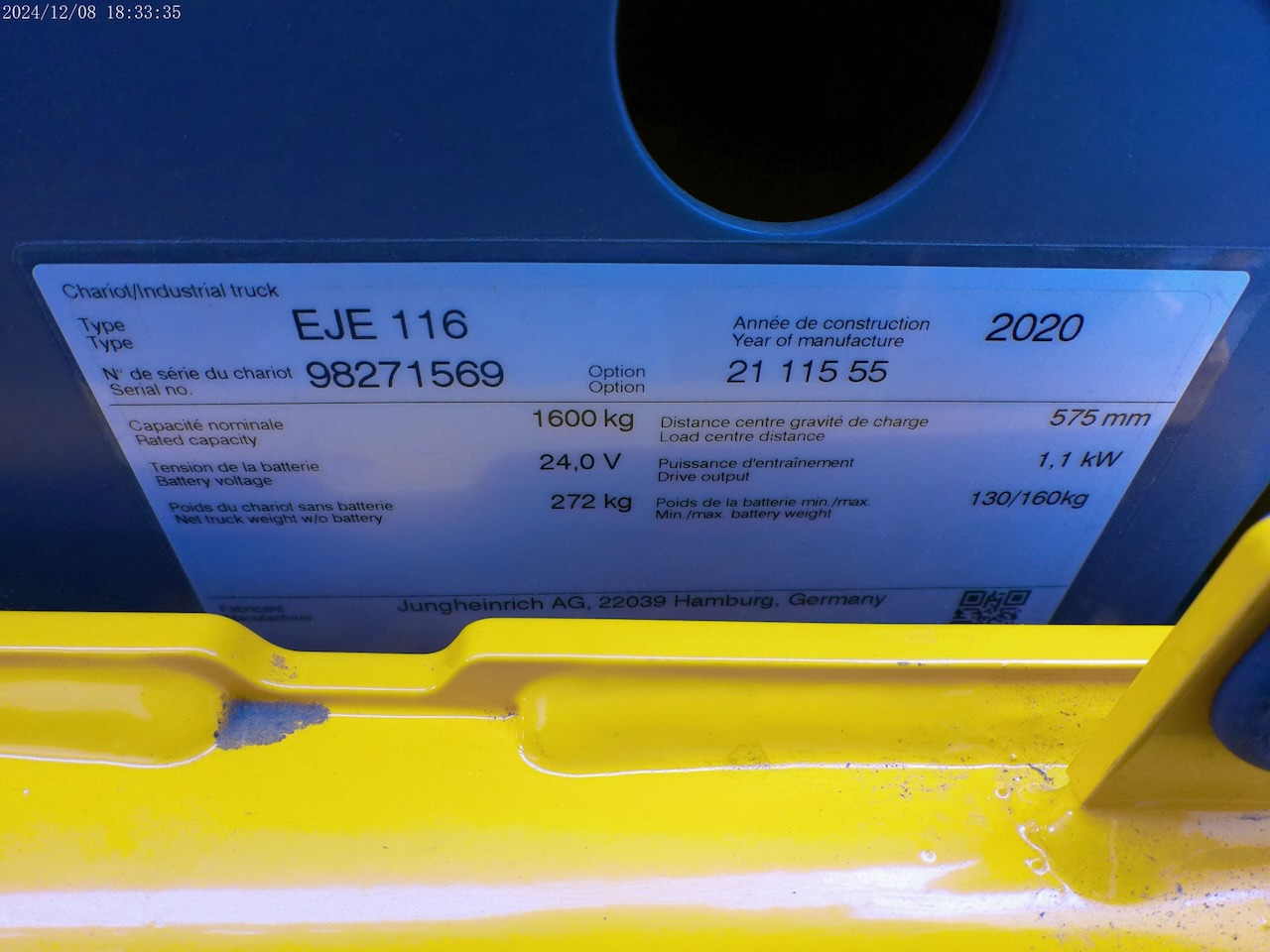 Тележка Jungheinrich EJE 116 LI-ION: фото 7