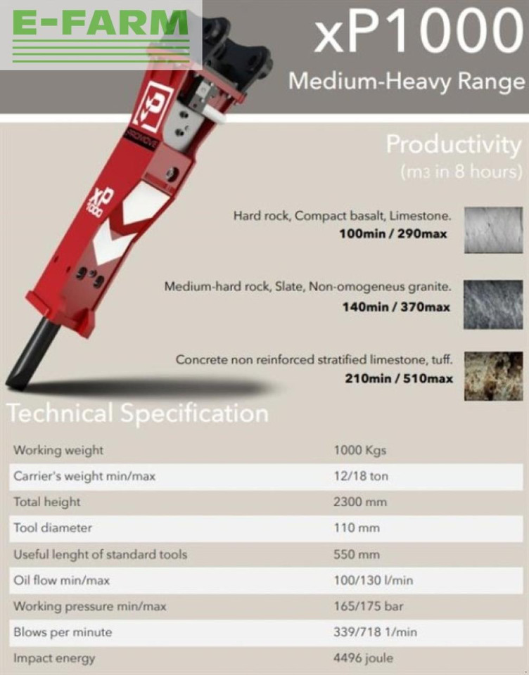 Xp1000 - Гидромолот для Строительной техники: фото 2 Xp1000 - Гидромолот для Строительной техники: фото 2