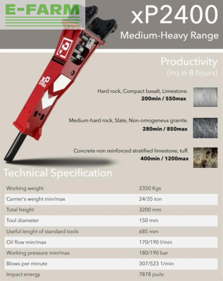 Xp2400 - Гидромолот для Строительной техники: фото 2 Xp2400 - Гидромолот для Строительной техники: фото 2