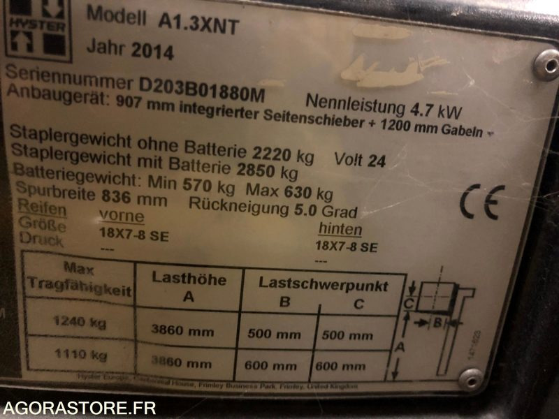 Chariot frontal 3 roues 2014 - Hyster A1.3 XNT - Электропогрузчик: фото 5 Chariot frontal 3 roues 2014 - Hyster A1.3 XNT - Электропогрузчик: фото 5