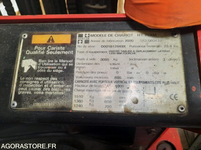 Chariot élévateur HYSTER H 1.75 XM année 2000 - Погрузочно-разгрузочная техника: фото 3 Chariot élévateur HYSTER H 1.75 XM année 2000 - Погрузочно-разгрузочная техника: фото 3