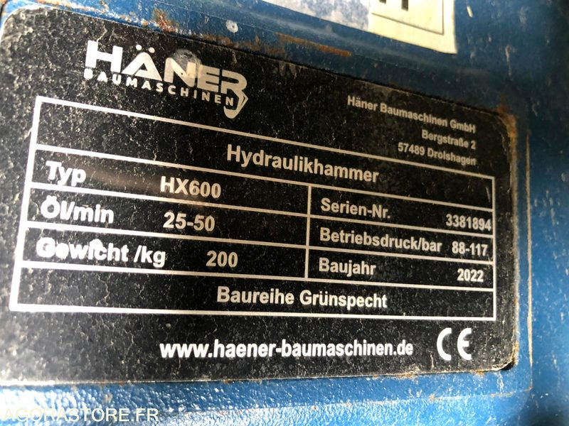 BRH NEUF HAENER HX600 - Pelles de 3 à 5 t - Запчасти для Строительной техники: фото 2 BRH NEUF HAENER HX600 - Pelles de 3 à 5 t - Запчасти для Строительной техники: фото 2