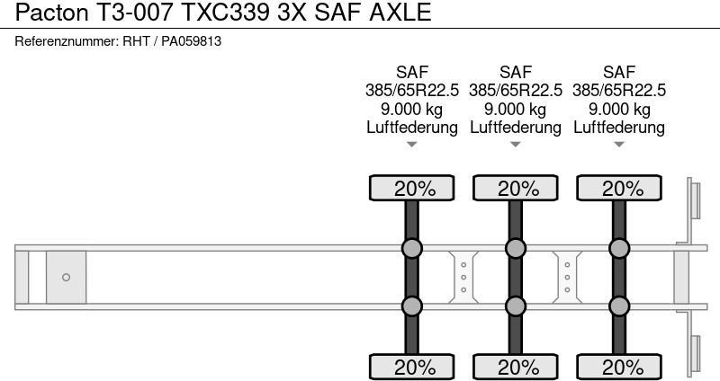 Полуприцеп-контейнеровоз/ Сменный кузов Pacton T3-007 TXC339 3X SAF AXLE: фото 14