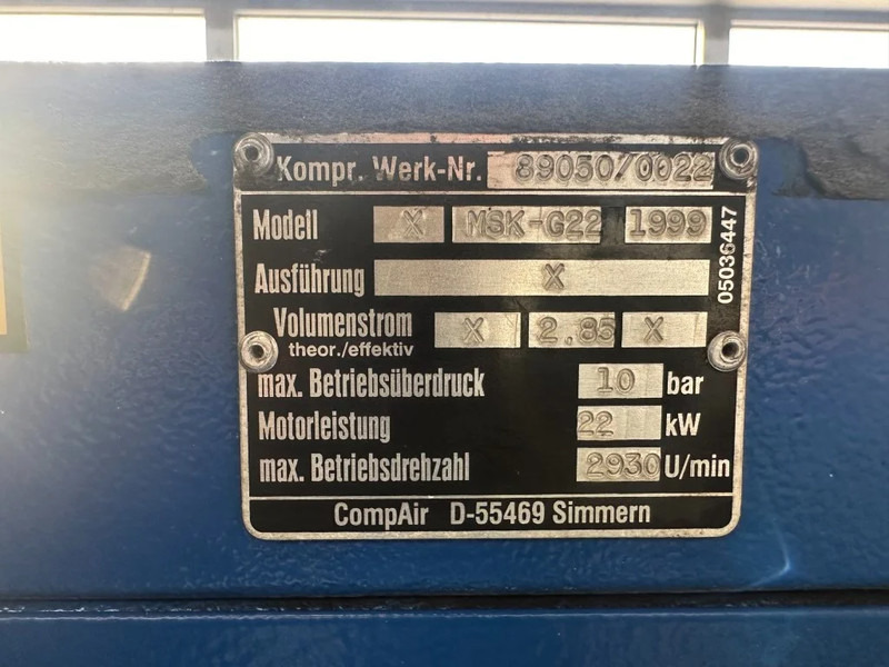 Compair MSK-G22 Elektrische Schroefcompressor 22 kW 3000 L / min 10 Bar - Воздушный компрессор: фото 3 Compair MSK-G22 Elektrische Schroefcompressor 22 kW 3000 L / min 10 Bar - Воздушный компрессор: фото 3