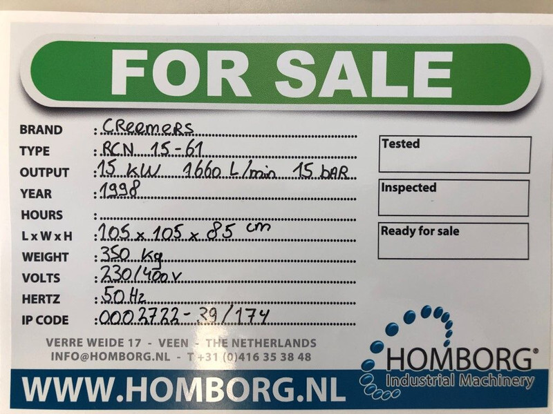 Воздушный компрессор Creemers RCN 15-61 15 kW 1660 Liter/min 15 bar schroefcompressor: фото 13 Воздушный компрессор Creemers RCN 15-61 15 kW 1660 Liter/min 15 bar schroefcompressor: фото 13