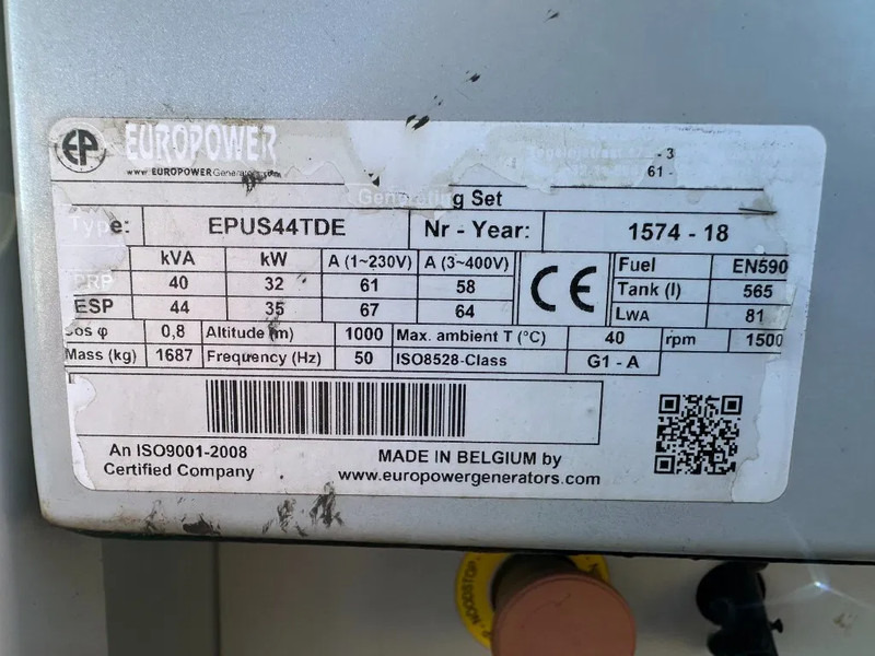 Europower EPUS44TDE Kubota Leroy Somer 44 kVA Supersilent Rental generatorset - Электрогенератор: фото 5 Europower EPUS44TDE Kubota Leroy Somer 44 kVA Supersilent Rental generatorset - Электрогенератор: фото 5