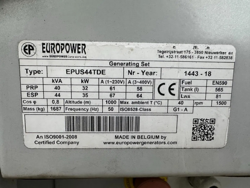 Europower EPUS44TDE Kubota Leroy Somer 44 kVA Supersilent Rental generatorset - Электрогенератор: фото 5 Europower EPUS44TDE Kubota Leroy Somer 44 kVA Supersilent Rental generatorset - Электрогенератор: фото 5