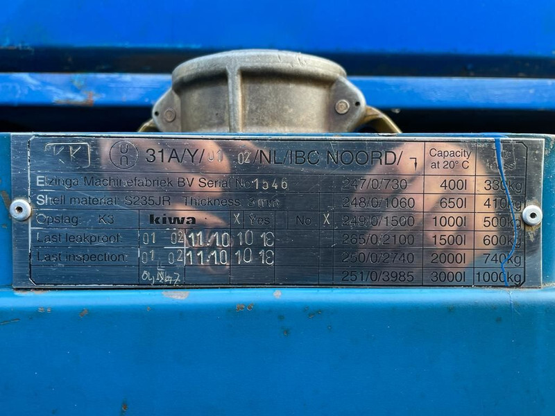 Kiwa IBC 1000 liter dieseltank met keuring - Резервуар для хранения: фото 2 Kiwa IBC 1000 liter dieseltank met keuring - Резервуар для хранения: фото 2