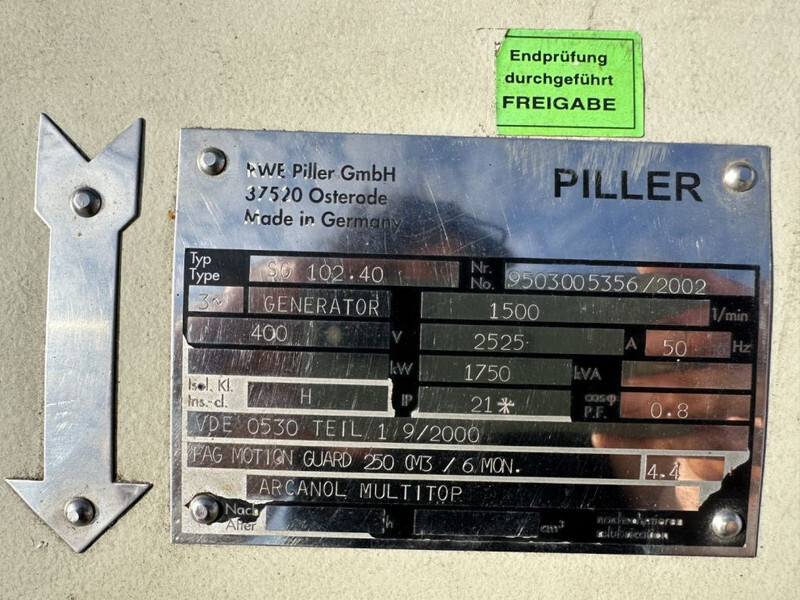 PILLER SG 102.40 Pillar 1750 kVA generatordeel Alternator as New ! 18 test hours ! - Электрогенератор: фото 3 PILLER SG 102.40 Pillar 1750 kVA generatordeel Alternator as New ! 18 test hours ! - Электрогенератор: фото 3