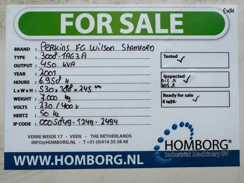Электрогенератор Perkins 3008-TAG3A FG Wilson Stamford 450 kVA Silent generatorset: фото 17