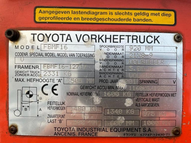 Toyota 1.6 ton FBMF16 Duplex Sideshift Elektra Heftruck - Электропогрузчик: фото 4 Toyota 1.6 ton FBMF16 Duplex Sideshift Elektra Heftruck - Электропогрузчик: фото 4
