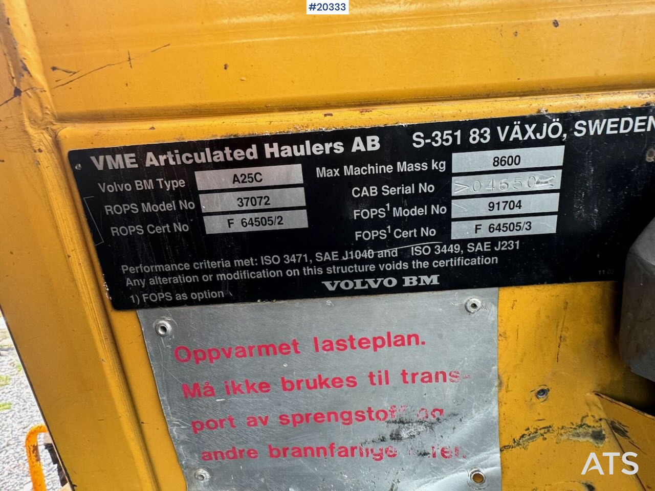 Внедорожный самосвал Volvo A25C: фото 33 Внедорожный самосвал Volvo A25C: фото 33