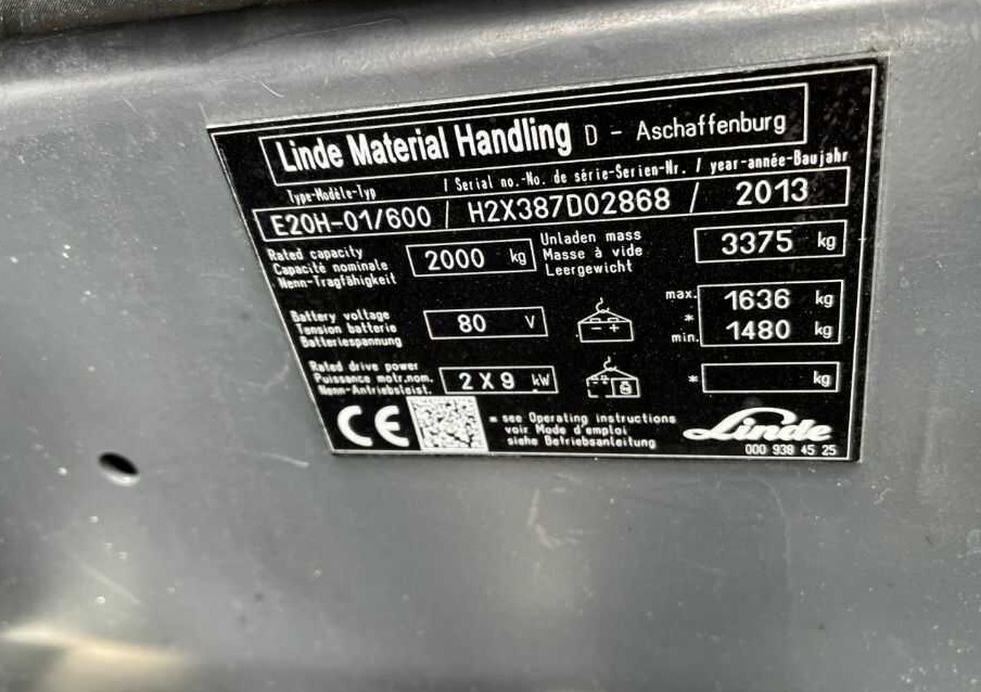 Linde E20H-01/600 - Электропогрузчик: фото 4 Linde E20H-01/600 - Электропогрузчик: фото 4