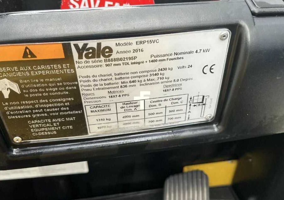 Yale ERP15VC - Электропогрузчик: фото 4 Yale ERP15VC - Электропогрузчик: фото 4
