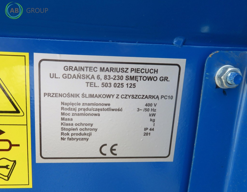 Graintec screw conveyor with cleaner PC 10 - Послеуборочное оборудование: фото 4 Graintec screw conveyor with cleaner PC 10 - Послеуборочное оборудование: фото 4