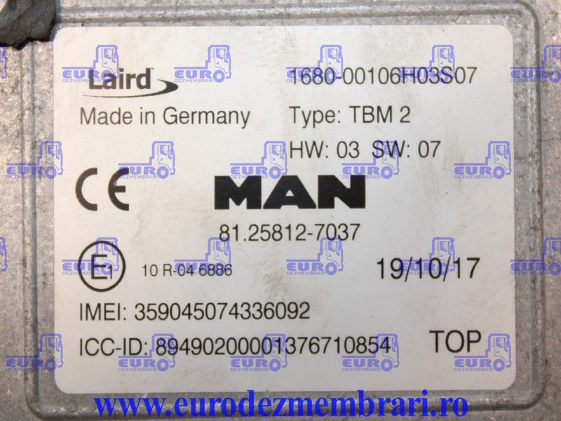 CALCULATOR TELEMATIC TBM2 MAN TGX 81.25812.7037, 81.25812.7038 - Блок управления для Грузовиков: фото 3 CALCULATOR TELEMATIC TBM2 MAN TGX 81.25812.7037, 81.25812.7038 - Блок управления для Грузовиков: фото 3