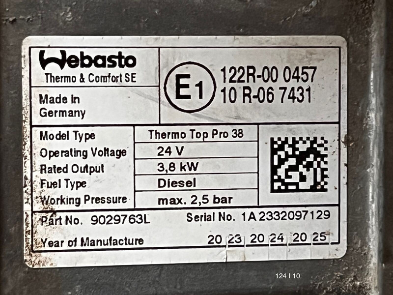 Scania Webasto Thermo Top Pro 38 - Отопление/ Вентиляция: фото 5 Scania Webasto Thermo Top Pro 38 - Отопление/ Вентиляция: фото 5